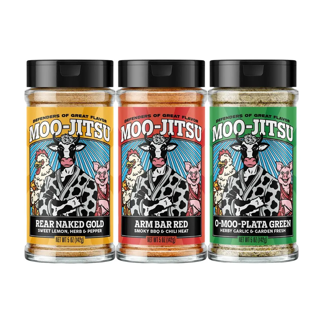 Moo-Jitsu 3-Pack: Rear Naked Gold, Arm Bar Red & O-Moo-Plata Green - US Flavor Spices