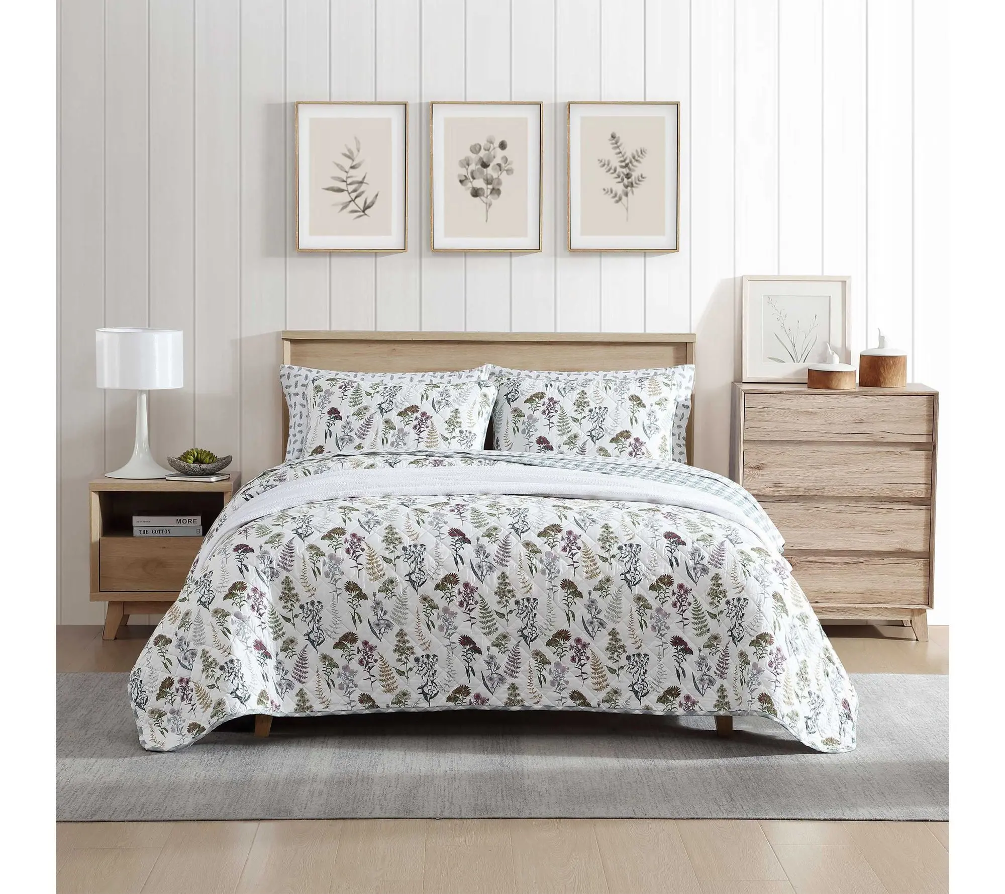 Eddie Bauer Flower Field Grey Cotton King Quilt Set