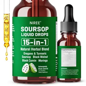 Niree Nutrapure Soursop Herbal Drops with Sea Moss, Ashwagandha & Moringa, 10-in-1 Liquid Supplement for Immune Support, Antioxidant Properties, Gut Health Maintenance and Cardiovascular Wellness, 2 Fl Oz