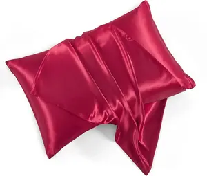 Satin Pillowcases with Zipper,Standard Size Pillowcases Set of 2,  Silk Pillowcase for Hair and Skin