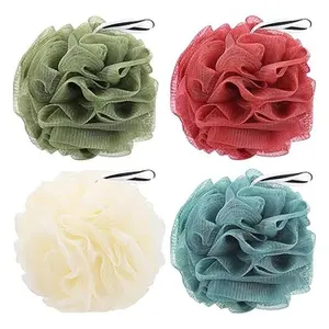 4 Pack Bath Sponge, Bath Shower Loofahs Mesh Pouf Sponge Body Scrubber Exfoliator Scrubber - 50g/Piece