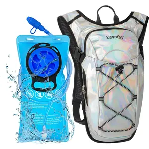 Reflective Hydration Backpack, Hydration Pack - Water Backpack with 2L Hydration Bladder, Essential for Festivals - Rave Hydration Pack for Hiking, Running, Cycling, and Festivals front suspension accessory bike lock