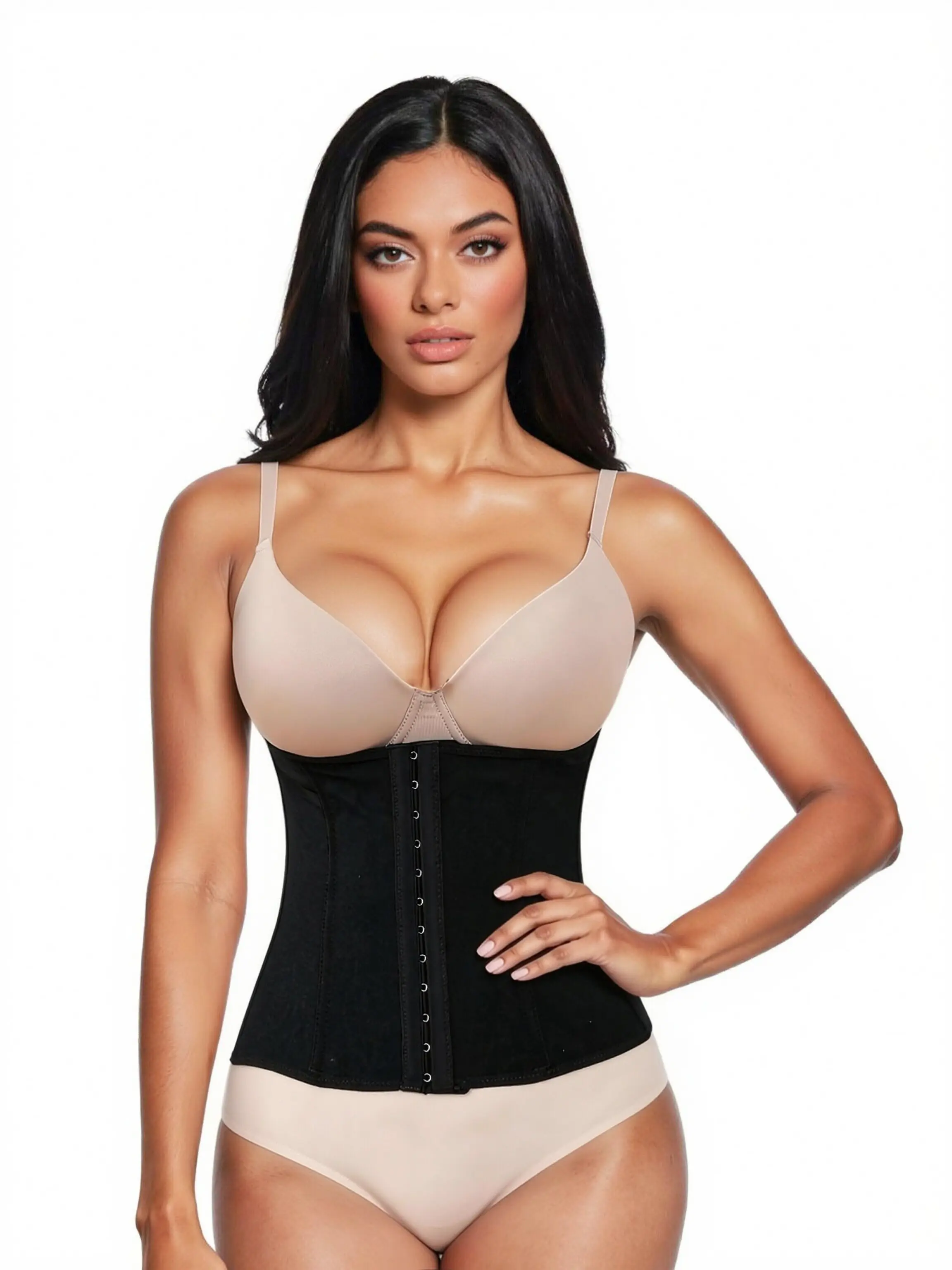 Women’s Latex Waist Trainer Corset with Front Hook Closure and Back Zipper, Waist Cincher for Tummy Control, Hourglass Body Shaper, Weight Loss Workout Girdle Fabric Medium