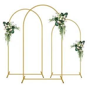 3Pack Metal Arch Backdrop Stand(7.2FT/6.6FT/6FT), Decorative Balloon Arch Stand, Easy Assembly Gold Wedding Arch, Stable Backdrop Arch Stand for Wedding Ceremony, Birthday Party, Baby Show