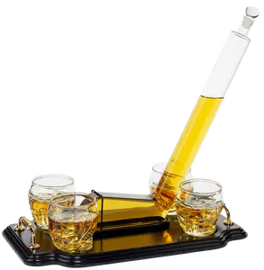 Limited Edition Hockey Decanter Set with Wood Holder and 4 Helmet Whiskey Glasses