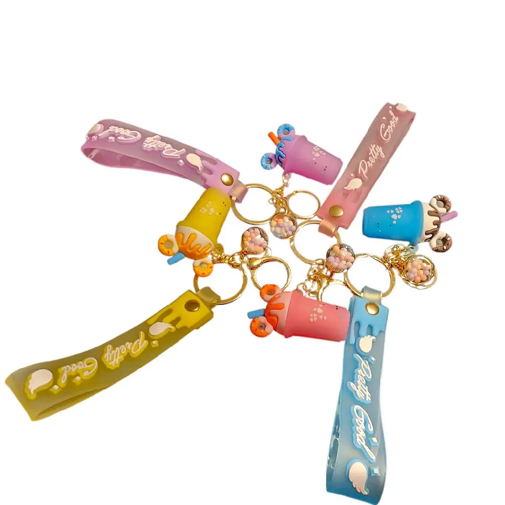 Sweet Treat Drink Cup Keychain - Colorful Drink Cup Shaped Keychain with Sweet Treat Design and Keyring Attachment