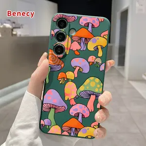 Trippy Mushroom Vibe Pattern Phone Case Compatible with Samsung Galaxy S23 Ultra S24 Plus S25 S22+ Shockproof Drop Protection Rugged Durable Silicone Cover