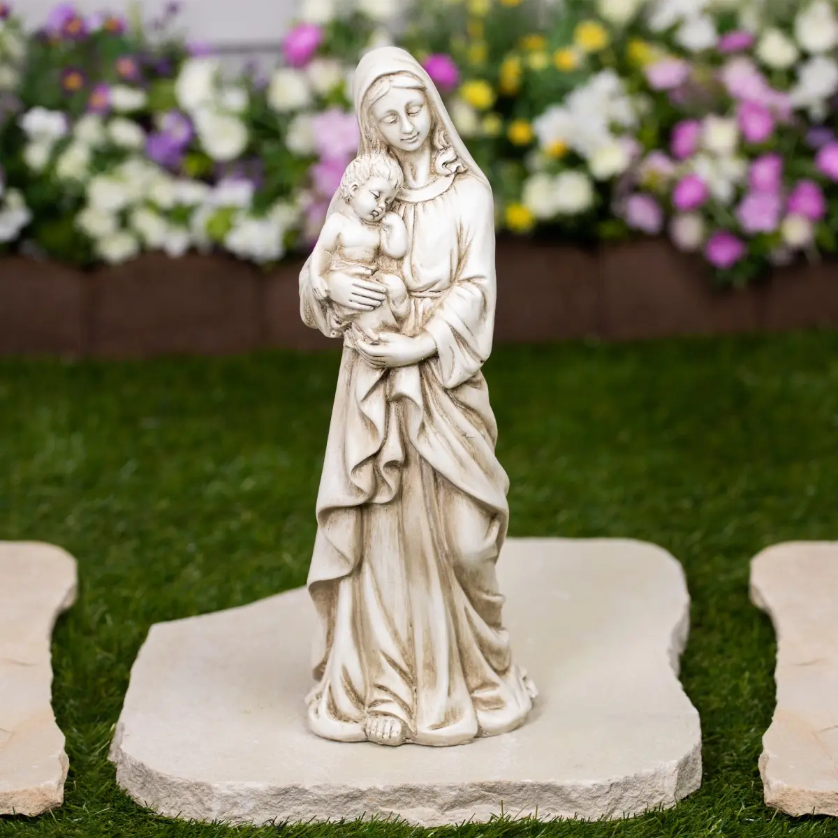 Northlight 35836023 Standing Mary with Baby Jesus Statue, Beige - 14.5 in.