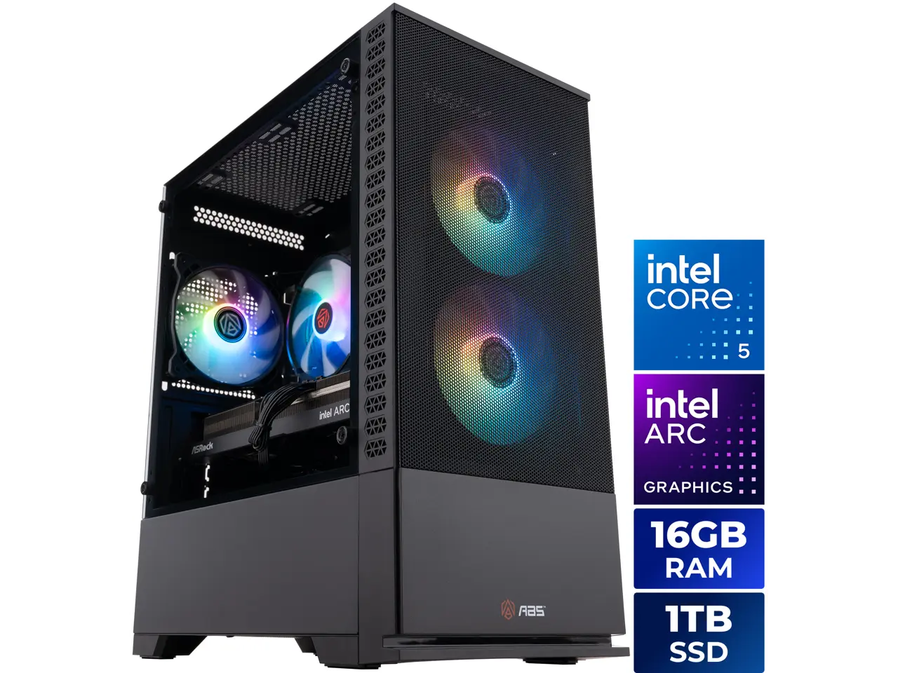 ABS Cyclone Aqua Prebuilt Gaming PC - Windows 11 - Intel Core 5 120 - Arc A580 8GB - 16GB DDR4 - 1TB NVMe SSD