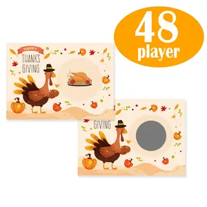 Thanksgiving Scratch Card, 48pcs/set Turkey Pattern Scratch Card, Happy Thanksgiving Party Game Card, Party Favors Supplies