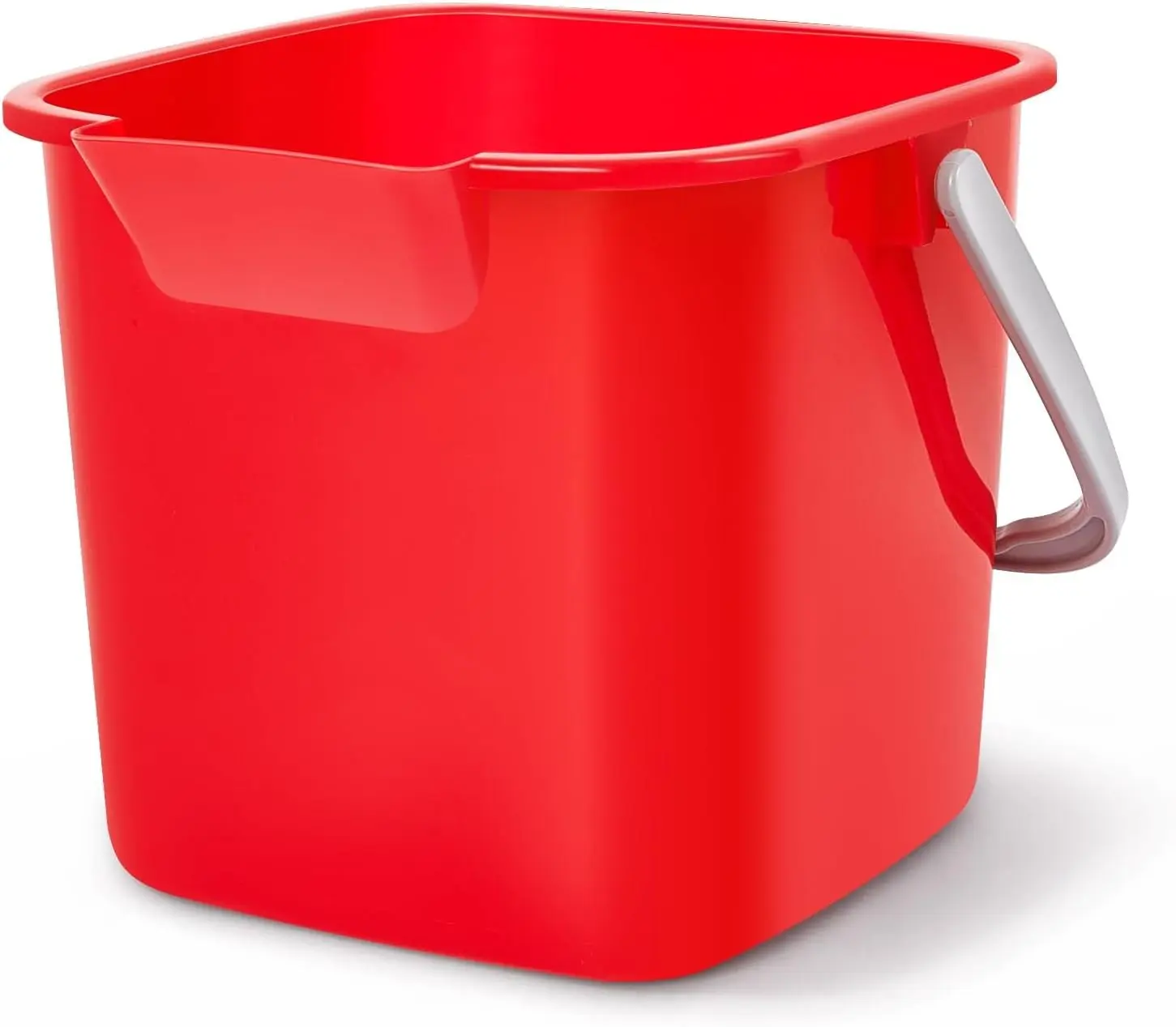1 Pcs 3 Quart Sanitizing Cleaning Pail Small Square Plastic Utility Bucket With Spout and Handle for Restaurant Kitchen Home Offices (Red)