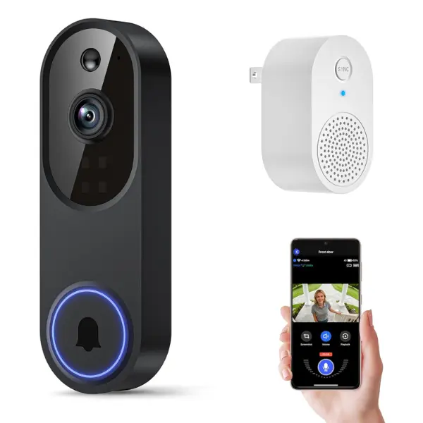 1080P Wireless WiFi Video Doorbell Camera with 2-Way Audio, Night Vision, Smart AI Motion Detection & Cloud Storage, 2.4GHz WiFi
