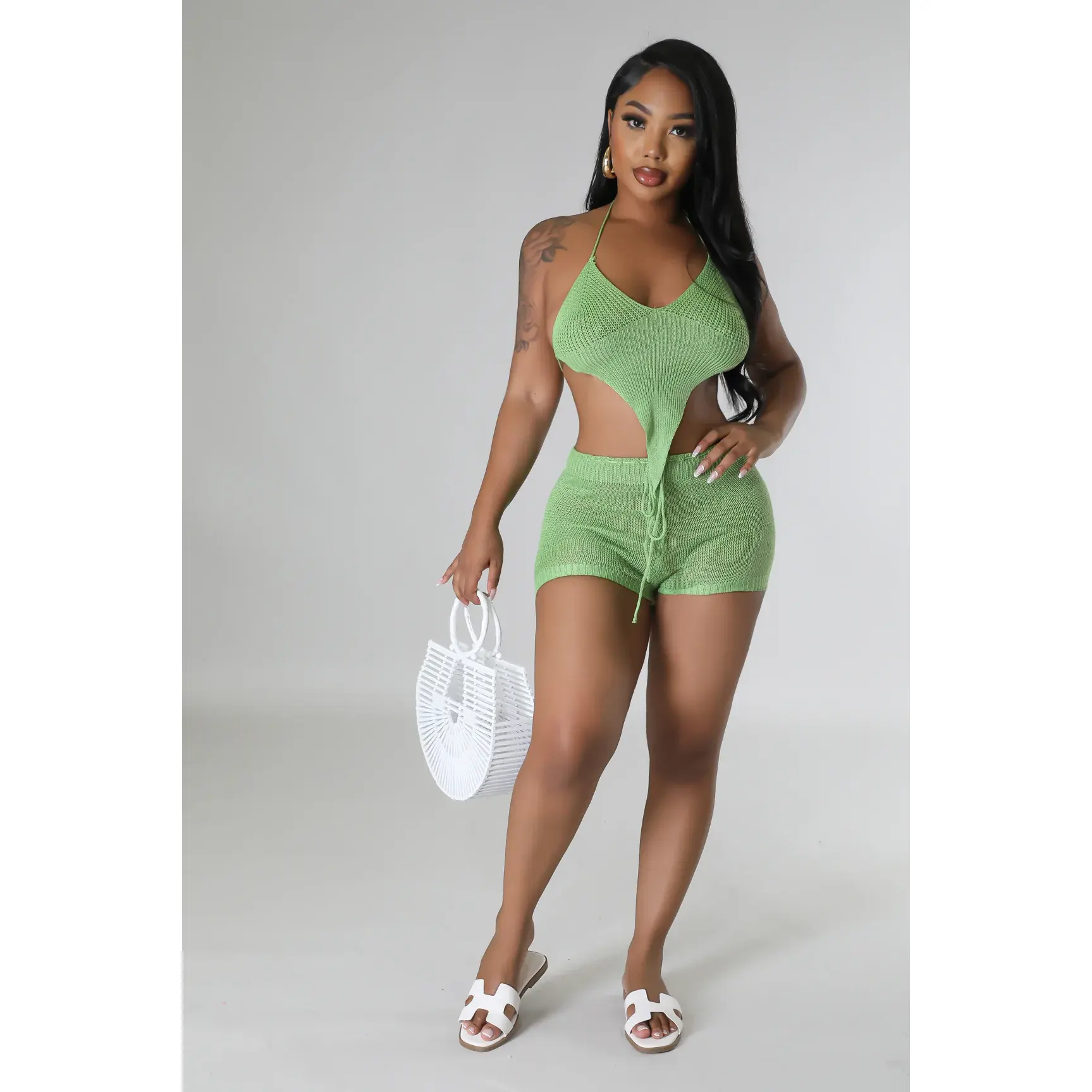 Just Loung'n - 2 Piece Lime Green Short Set