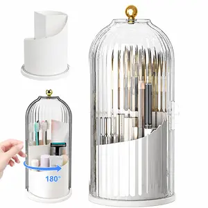 360° Rotating Dustproof Makeup Organizer, Transparent Cosmetic Brush Holder, Lock Book Safe, Cupcake Stand, Rolling Storage Cart, Clothes Box & Shelving – All-in-One Home Storage Solution