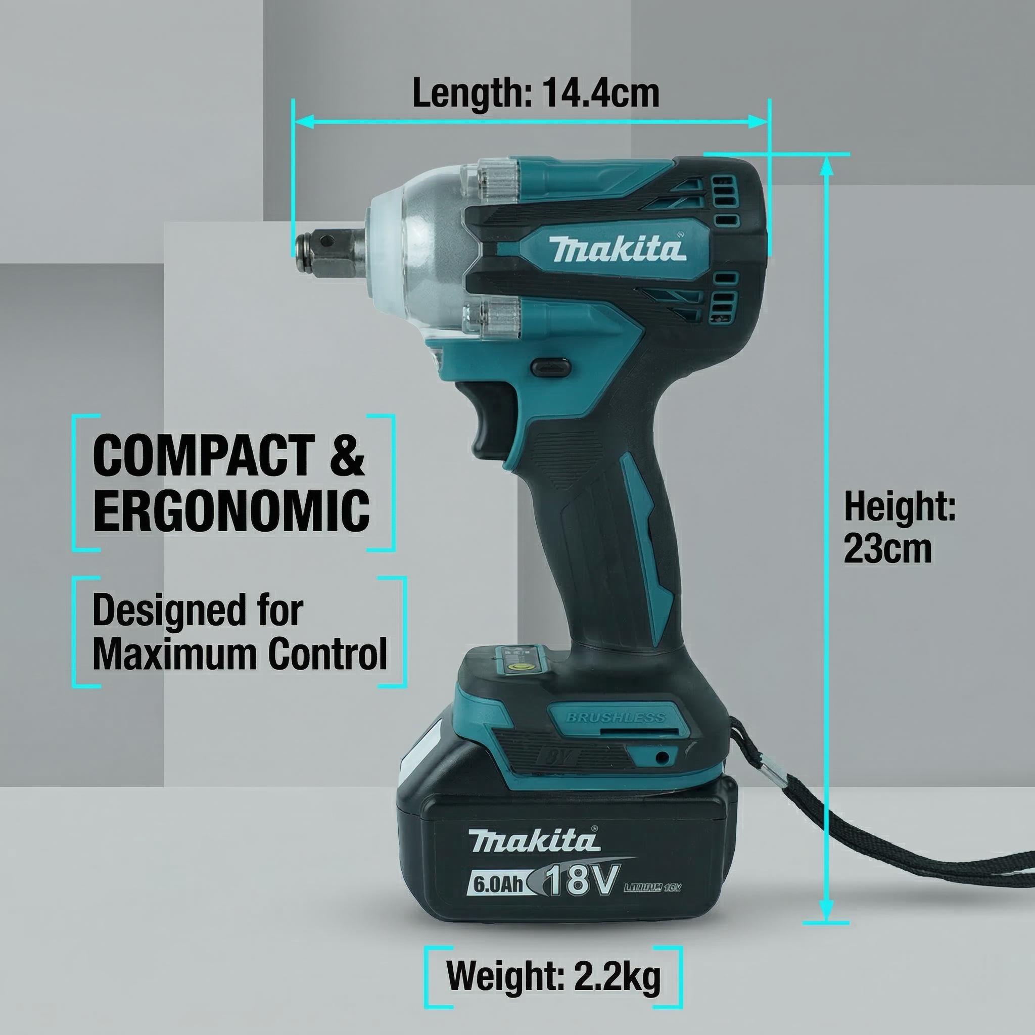 Makita DTW300 18V Cordless Impact Wrench Kit Includes Battery  For Automotive And Workshop Use power  torque brushless impact wrench powertools wood plastic durable tool rapid charger