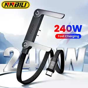 NNBILI 240W C to C Fast Charging Foldable Stand Data Cable, Type-C Desktop Stand Charging Cable for iPhone 17 Phones not xiaomi