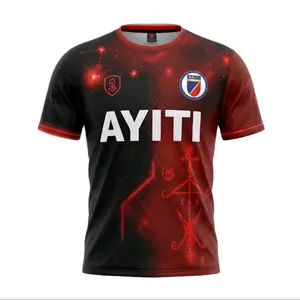 elevate your game with Zaka Athletic Wear - Haiti Ayiti Jersey with black Red , Black Design