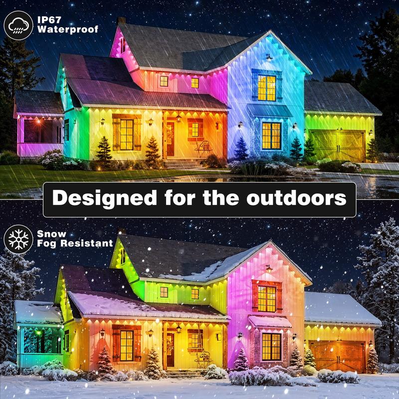 Permanent Outdoor Lights Waterproof with Smart App Control Remote,DIY Scene Modes,Music Sync hronization,Eaves Lights for Garden Decor,Deck,Christmas