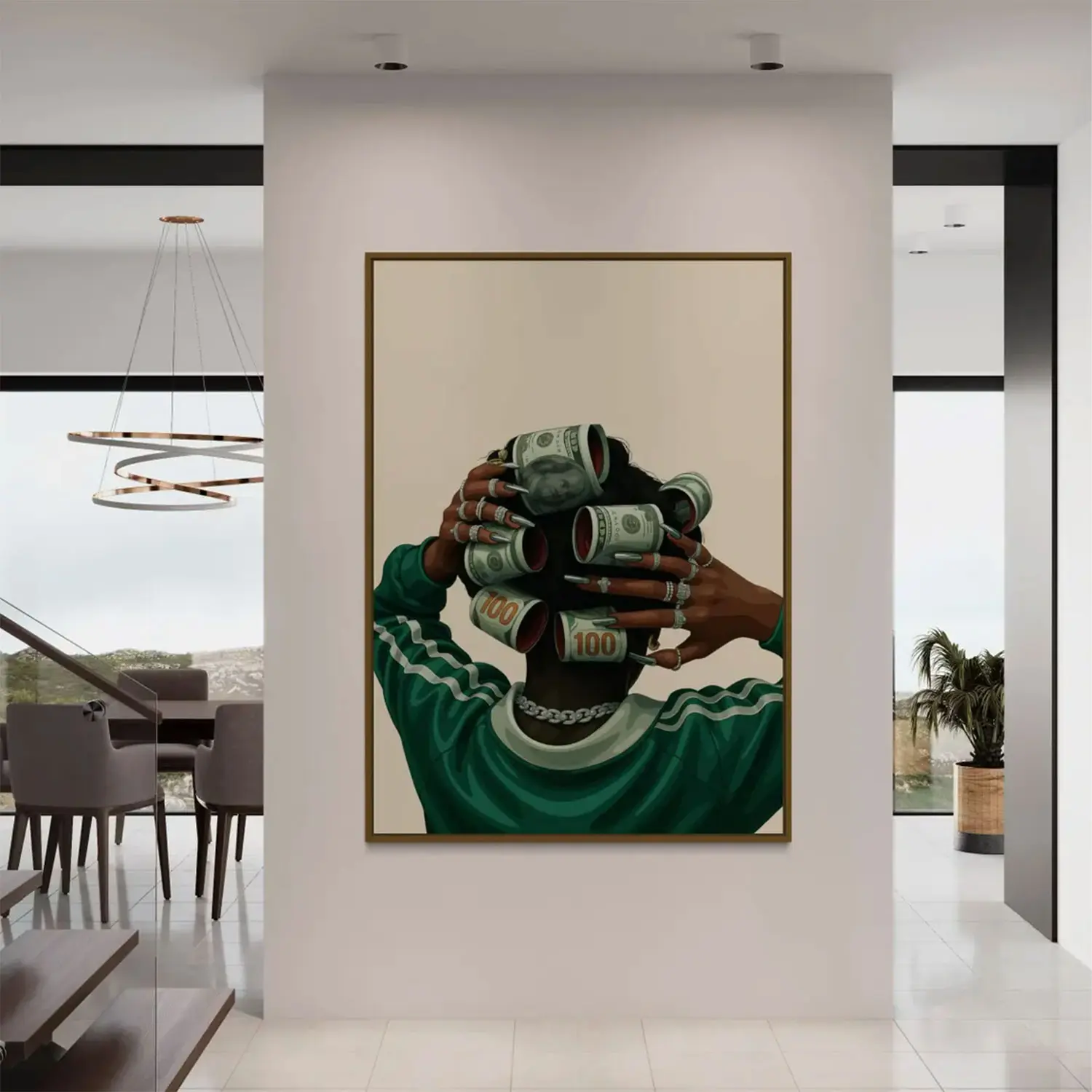 Black Woman Wall Art, Luxury Black Art, Money Hair Rollers Print, Boss Babe Poster, Black Girl Wall Art, Black Hair Decor, African American Art