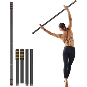 5ft Yoga Stick - Heavy-Duty Steel Adjustable Stretching Bar for Mobility, Flexibility & . Multi-Functional Fitness Pole with 4 Steel Rods & Comfort  Grips