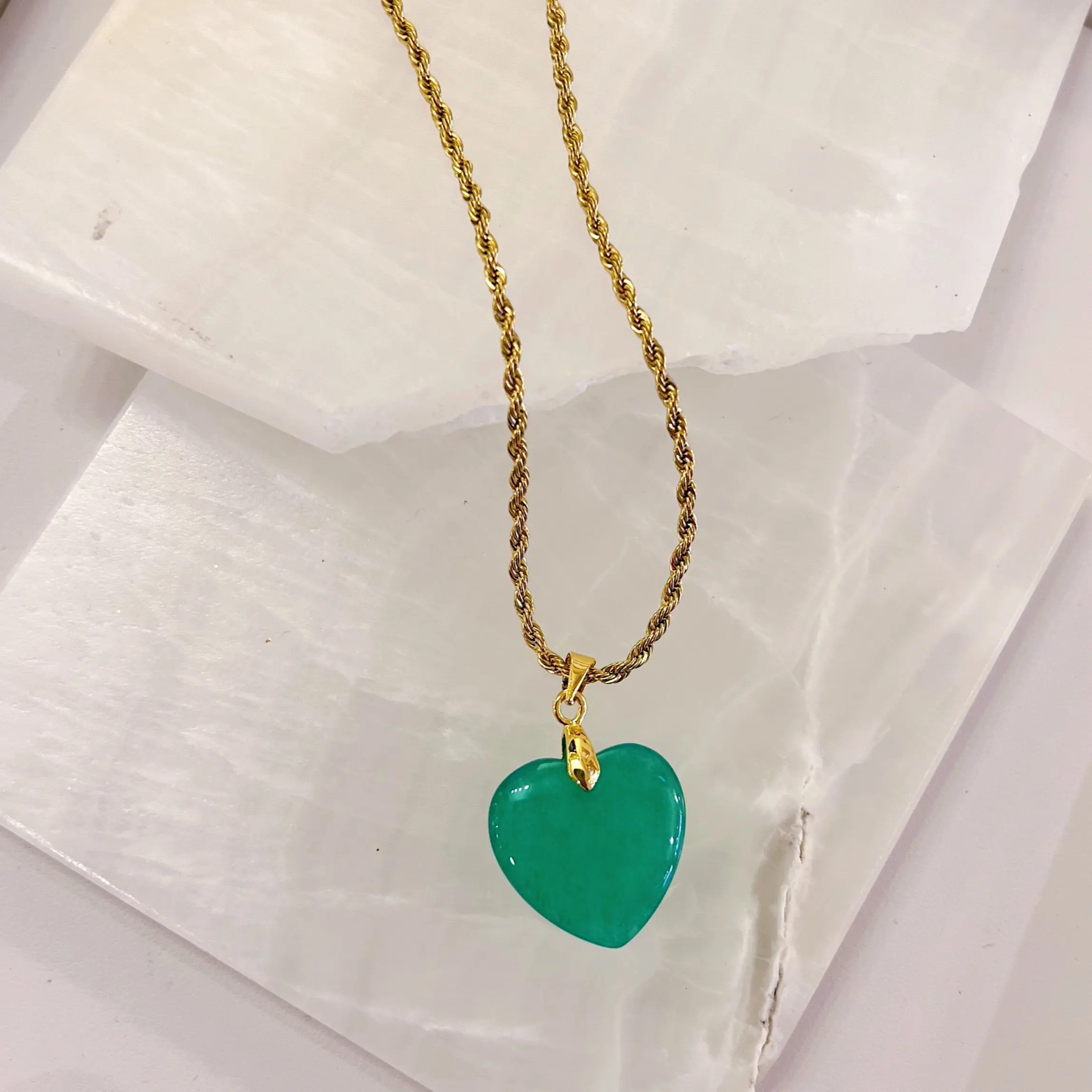 SMALL HEART GREEN JADE necklace