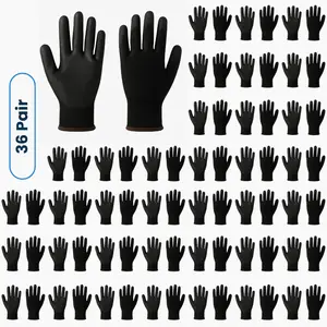 PAKNADA 36-Pair 13G Anti-Static PU Palm Coated Gloves – Lightweight Grip, Safety Work Gloves for Electronics, Assembly & Precision Tasks