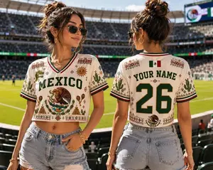 Custom Mexico 2026 Eagle Jersey Set, Matching Men & Women Crop Top Jerseys