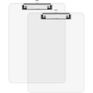 A4 Plastic Clipboard 2 Pack, 8.5 x 11 Clear Colored Clip Boards with Low Profile Clip, Letter Size for Classroom, Teacher, Students, School & Office Supplies