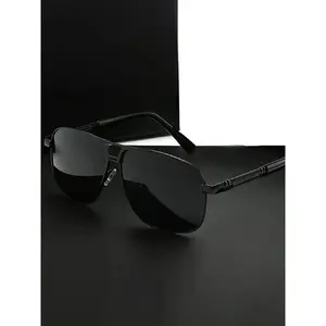 Men's Square Aviator, Trendy Casual Top Bar Design Sunglasses for Everyday Use, Fashion Accessories for Outdoor Activities, Classic Aviator Sunglasses