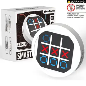 4-in-1 Electronic Tic-Tac-Toe Game, Portable Handheld Puzzle Game Console, Travel Game for Kids and Adults, Educational and Memory-Boosting Board Game, Tabletop Games, Family Fun Game