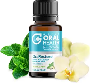 Great Oral Health OraRestore Vanilla Mint Oral Rinse Concentrate - Dentist-Formulated Tooth Oil for Bad Breath Dry Mouth Gum Health & Fresh Breath - Natural Liquid Toothpaste & Mouthwash Alternative for Adults - 15ml - Daily - Tea Tree