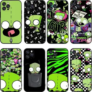 Edgy Invader Zim GIR Shockproof Protection Smartphone Case - Neon Green Cartoon Print for iPhone 17 Air,16 Pro Max,15,14 Plus,13,12,11 - Ideal Holiday & Birthday Gift Mobile Phone Accessory