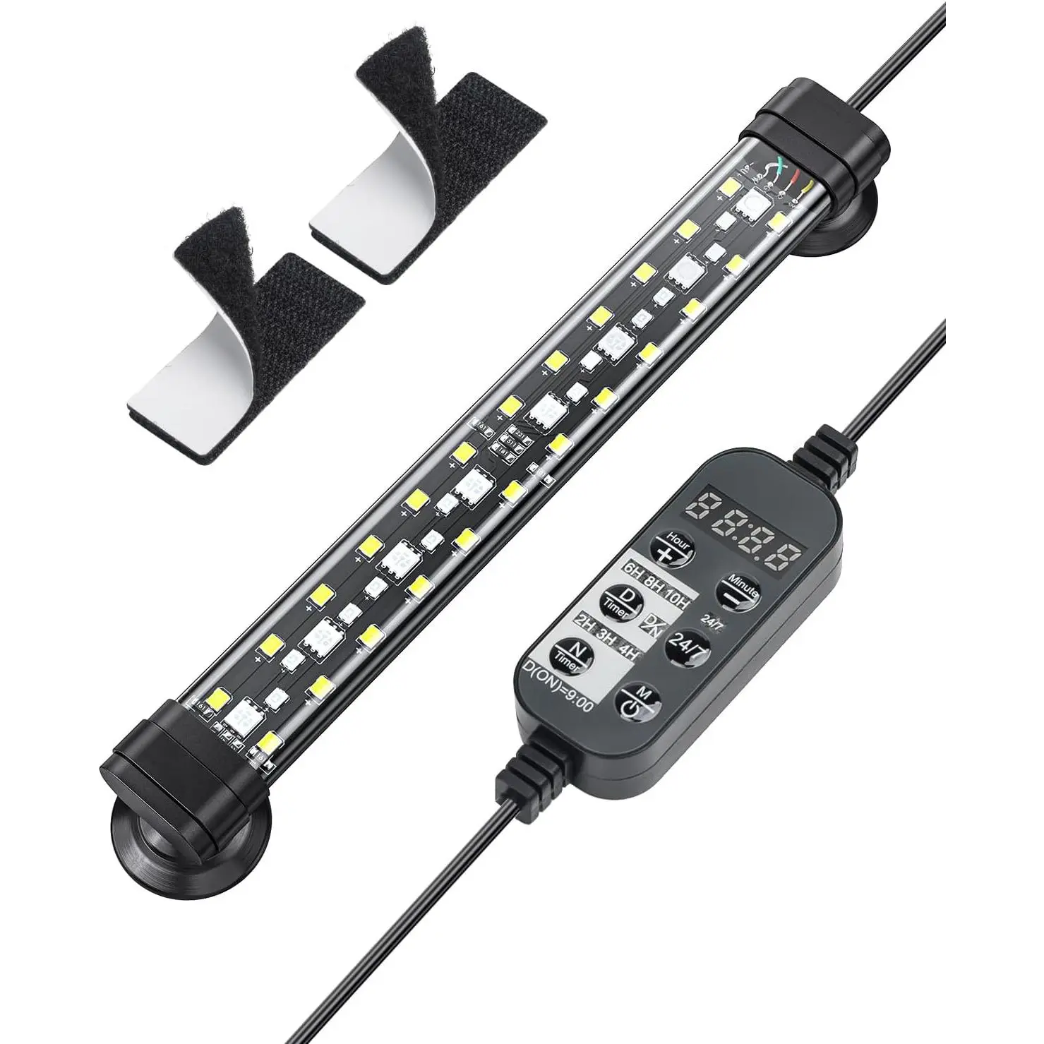 5 W Aquarium LED Light 8 Inch 24/7 Fish Tank Light with Full Spectrum Brilliant White Blue Red Green Lights Multi-Colored LEDs with D/N Mode Single Color Effects Timer and Adjustable Brightness