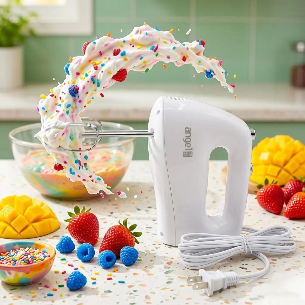 400W Corded Compact Handheld Baking Mixer - 5-Speed Kitchen Appliances Whisk Mixer with Dough Hooks Ready for Mess-Free Mixing, Effortless Kneading Thick Dough