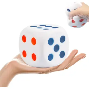 Large Dice Stress Ball 6-Sided with Dots 3.14 Inches Foam Dice Squishies Toys for Kids Blank Board Game,to Get Your Lucky Numbers!