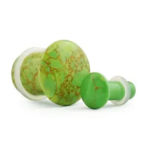 Green Howlite Stone Plugs - Single Flare