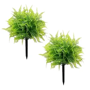 2pcs - 21.65-inch Artificial Boston Fern with Ground Stake, UV-Resistant Faux Pampas Grass Shrub, Artificial Outdoor Plants, Suitable for Indoor/Outdoor Decor, Home, Hotel, Garden, Wedding Scenes, Floor Standing, Outdoor Artificial Plant