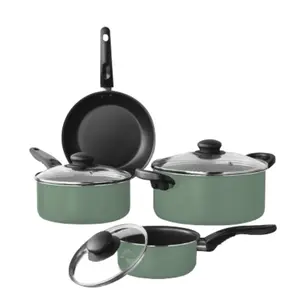 Mainstays 7 Piece Nonstick Aluminum Cookware Set, Black