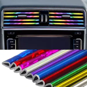 Car Air Conditioner Vent Decoration Strip, U-Shaped Chrome Plated Trim, Universal Colors for Interior Upgrade, Interior Moldings, Interior Accessories