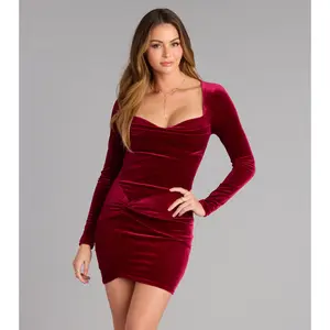 Love Language Velvet Long Sleeve Mini Dress
