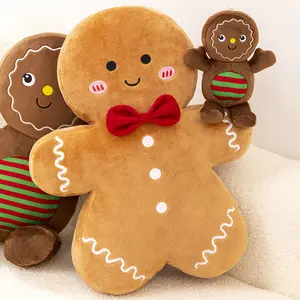 Christmas Gingerbread Man Plush Stuffed Pillow, Fun Gingerbread Shape Decoration, Perfect for Couch & Festive Celebrations