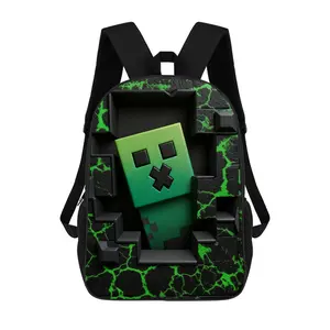Pixel Pattern Backpack: Casual Unisex Bag - Lightweight, Zipper Design, Adjustable Straps, Vibrant Printed Colors, Simple and Versatile Travel Backpack.