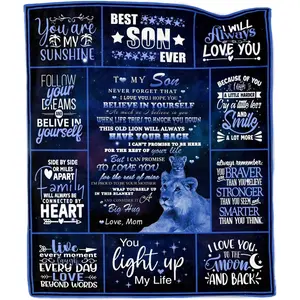 Son Blanket from Mom, Birthday Gifts for Adult Son, to My Sons Gifts from Mom, Sons Birthday Gifts, Christmas Graduation Gifts for Son Throw Blanket 60"X50", Printed on One Side with a Plain White Back, Halloween Thanksgiving Christmas Gift