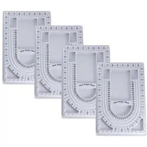 4 count DIY Hand String Necklace Design Plates Beaded Measuring Tray for  Making, Size Measuring Panel Flocking  Finishing Tray
