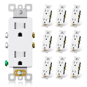 Matte White Decorator Wall Receptacle Outlets, Tamper Resistant 15 Amp Standard Electrical Wall Outlet, Residential Grade, Self-grounding, 125V, 2 Pole 3 Wire, 5-15R, UL Listed, 10 Pack