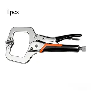 One-piece 6-inch auxiliary clamp, C-shaped locking clamp, adjustable heavy-duty locking clamp, with rotating tip, with storage bag, suitable for artisans, families and workshops.