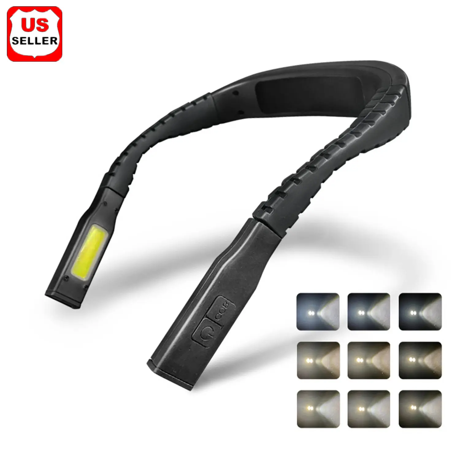 LED Neck Reading Lights, Rechargeable Book Light for Reading in Bed, Comfortable Silicone Arms Neck Lights with 15 Lighting Options, 1300mAh, Eye-Caring Reading Lamp for Craft, Knitting