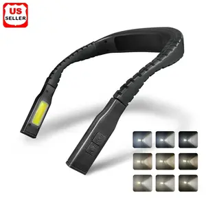 LED Neck Reading Lights, Rechargeable Book Light for Reading in Bed, Comfortable Silicone Arms Neck Lights with 15 Lighting Options, 1300mAh, Eye-Caring Reading Lamp for Craft, Knitting