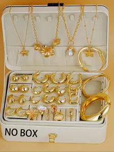 33-Piece Fashion Matching Jewelry Set for Women, Bracelets Rings Earrings Necklace Floral Design, Fashionable Jewelry Set, Casual Style Zinc Alloy All Seasons Gift