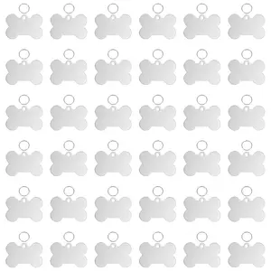 PETAXCELL Pet ID Tags, Personalized Dog Cat Tag Stainless Steel Aluminum Bone Shape Engraved Blank with Key Ring 38x25mm, (Silver, 36pcs), Intended for Dog / Cat / Name / Pendant Crafts